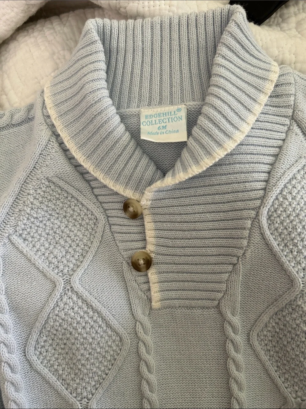 Edgehill Collection Baby Blue Cable Knit One-Piece